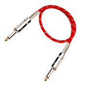 Red and Silver Braided Guitar Cable with Metal Plug in 6 meter