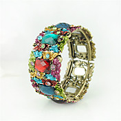 Colorful Flower Design Ladies' Rhinestone Bracelet In Copper Plating Alloy