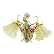 Country Style Wall Light with 2 Lights in Floral Design
