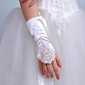 Satin Bridal Fingerless Wrist Length Gloves With Sequins (More Colors)