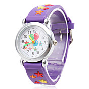 de silicona analógico reloj de pulsera de cuarzo con globos de aire y las estrellas (púrpura)