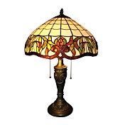 Tiffany Table Lights with 2 Lights in Glass  Lamp Shade - Electroplate Finish