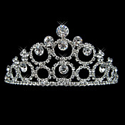 Silver Alloy Rhinestone And Pearl Round Design Bridal Tiara