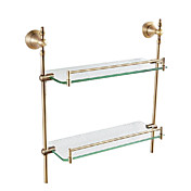 un vecchio frantoio in bronzo lucidato 2-tier mensola con vetro satinato