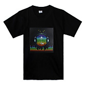 Sound und Musik aktiviertesd  LED T-Shirt mit Globus-Motiv(3 x AAA Batterien)