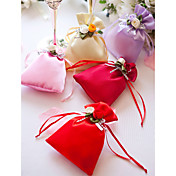 bolsa de cetim favor com flores e fitas - conjunto de 12 (mais cores)