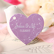 gepersonaliseerde hartvormige gunste tag - paars nest bloemen (set van 60)