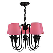 5-Light Chandelier in Pink Shade
