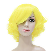 Capless High Quality Synthetic Fashion Yellow Short Curly Party Wig