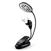 bærbare multi-funktionel 12-ledede clip-on lys og ventilator (AAA batteri drevet, sort)