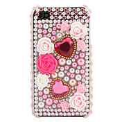 rhinestone caso padrão em forma de coração para iPhone 4 e 4S