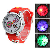 niños estilo de fútbol de silicona reloj de pulsera de cuarzo analógico con luz intermitente LED (rojo)