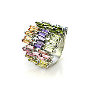 smukke farverige cubic zirconia platineret uregelmæssige form mode ring