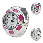 donne di forma circolare stile nero analogico in lega orologio anello quarzo (colori assortiti)