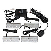 4x4 LED Caution Light with Switch and Controller, DC 12V(Blue and Red)