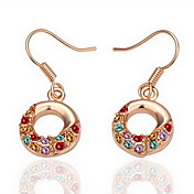 Colorful Rhinestone Gold Alloy Earrings