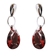 platino fabulosa rojo plateado con aretes gotas de forma cúbica de zirconia