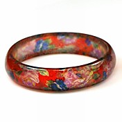 Ladies' Resin Round Bangles Classic Bracelet With Colorful Roses