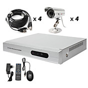 ultra lage prijs 8-kanaals CCTV DVR kit (H. 264, 4 buiten waterdichte kleurencamera's)
