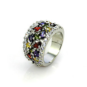 18k forgyldt & top farverige blomster cubic zirconia ladie parti ring