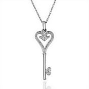 18K Gorgeous Fashion Rhinestone Alloy Heart Key Necklace