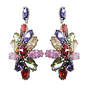 elegant flerfarget platina belagt med oval form cubic zirkonia ørepynt
