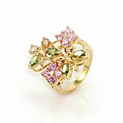 Luxurious Cubic Zirconia Platinum Plated Irregular Shape Fashion Ring
