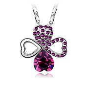 Austrian Crystal With Real Platinum Plated Anti-Allergy Ladies Necklace Lucky Clover (More Colors)