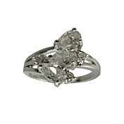superbe platine zircone cubique plaqué trois coeur de la mode coupe anneau