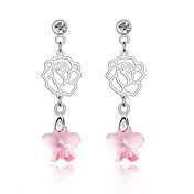 Rose Love Austrian Crystal In Real Platinum Plated Ladies' Earrings (More Colors)