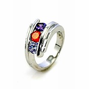 Gorgeous Cubic Zirconia Platinum Plated Round Shape Fashion Ring 18k Silver