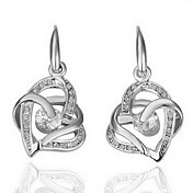 18K Fashion Rhinestone Alloy Two Heart Shape Earrings