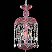 modernes feux pendentif en cristal avec 3 lumières dans l'ombre rose