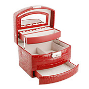 Semi-automatic Alligatoring Leatherette Ladies'Jewelry Box(More Colors)