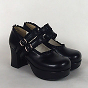 pu couro 7,5 centímetros de salto alto sapatos clássicos lolita