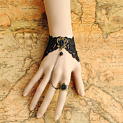 Handmade Black Lace Rococo Style  Visual Gothic Lolita Ring Bracelet