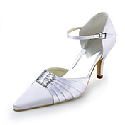 Satin Stiletto Heel Pointy Toe Pumps With Rhinestone Wedding Shoes (More Colors)