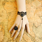 Handmade Black Lace Obsidian Crown Gothic Lolita Bracelet