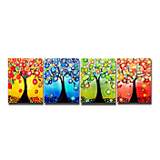 dipinto a mano olio su tela con cornice floreale allungata - set di 4