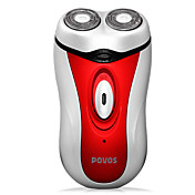 povos oplaadbare mannen elektrische roterende scheerapparaat (zilver en rood)