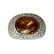 18K Gold Plated & Big AAA Level Oval Cubic Zirconia Ladie's Fashion Ring