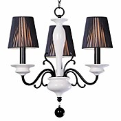 Elegant Metal Chandeliers with 3 Lights with White Ceramic Pillar