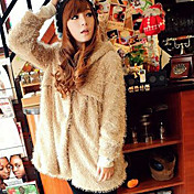 Long Sleeve Office/Career Faux Fur Coat(More Colors)