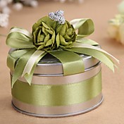 Round Metal Green Favor Tin - Set of 6