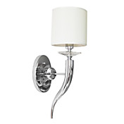 Modern 1 Light Wall Light with White Shade Chrome Finished