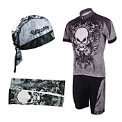 Cycling BIB Suits with Head Scarf and Arm Warmers(Gray and Black)