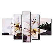 pintados à mão pintura a óleo floral com moldura esticada - conjunto de 5
