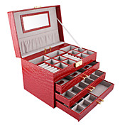 MultipleGrid  Alligatoring Leatherette Ladies'Jewelry Box(More Colors)