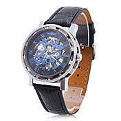 Men's PU Analog Mechanical Casual Watch (Blue)