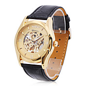 Reloj Pulsera Mecánico Análogo de Cuero PU de Moda Unisex en Dorado